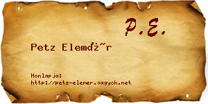 Petz Elemér névjegykártya